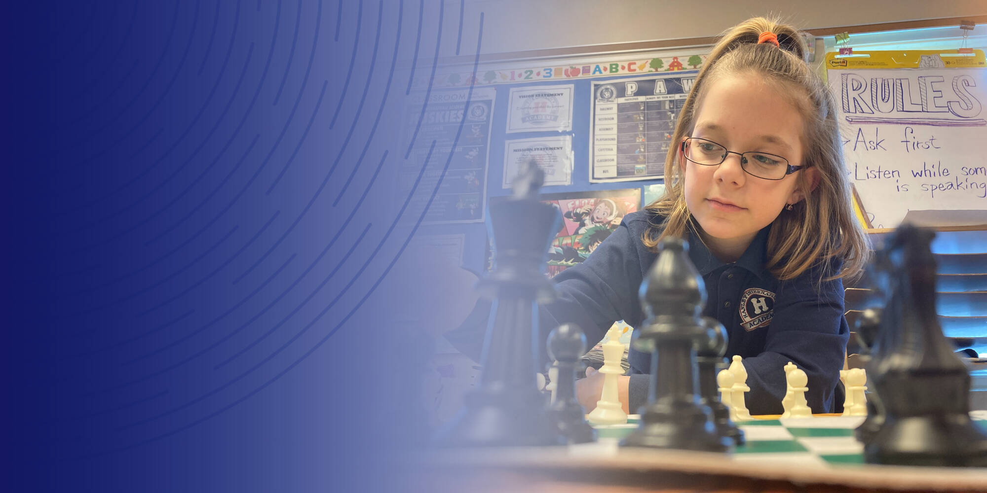 Hanley International Academy student participates in a chess match.